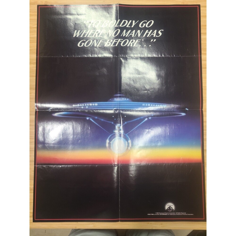 Vintage 1989 Star Trek Double-Sided Fold-Out Paramount Pictures Poster